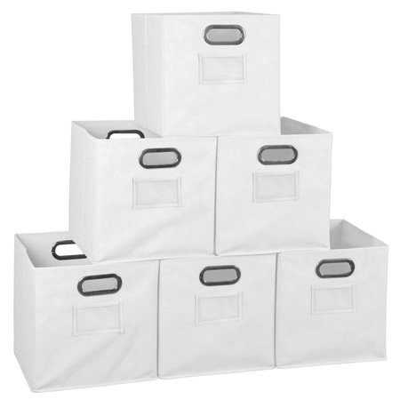 NICHE Foldable Fabric Storage Bins, White, Set of 6 HTOTE6PKWH